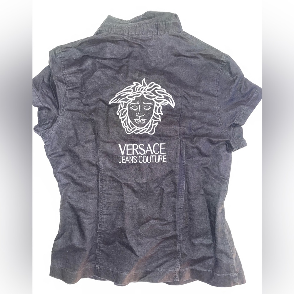 Versace linen button down sleeveless